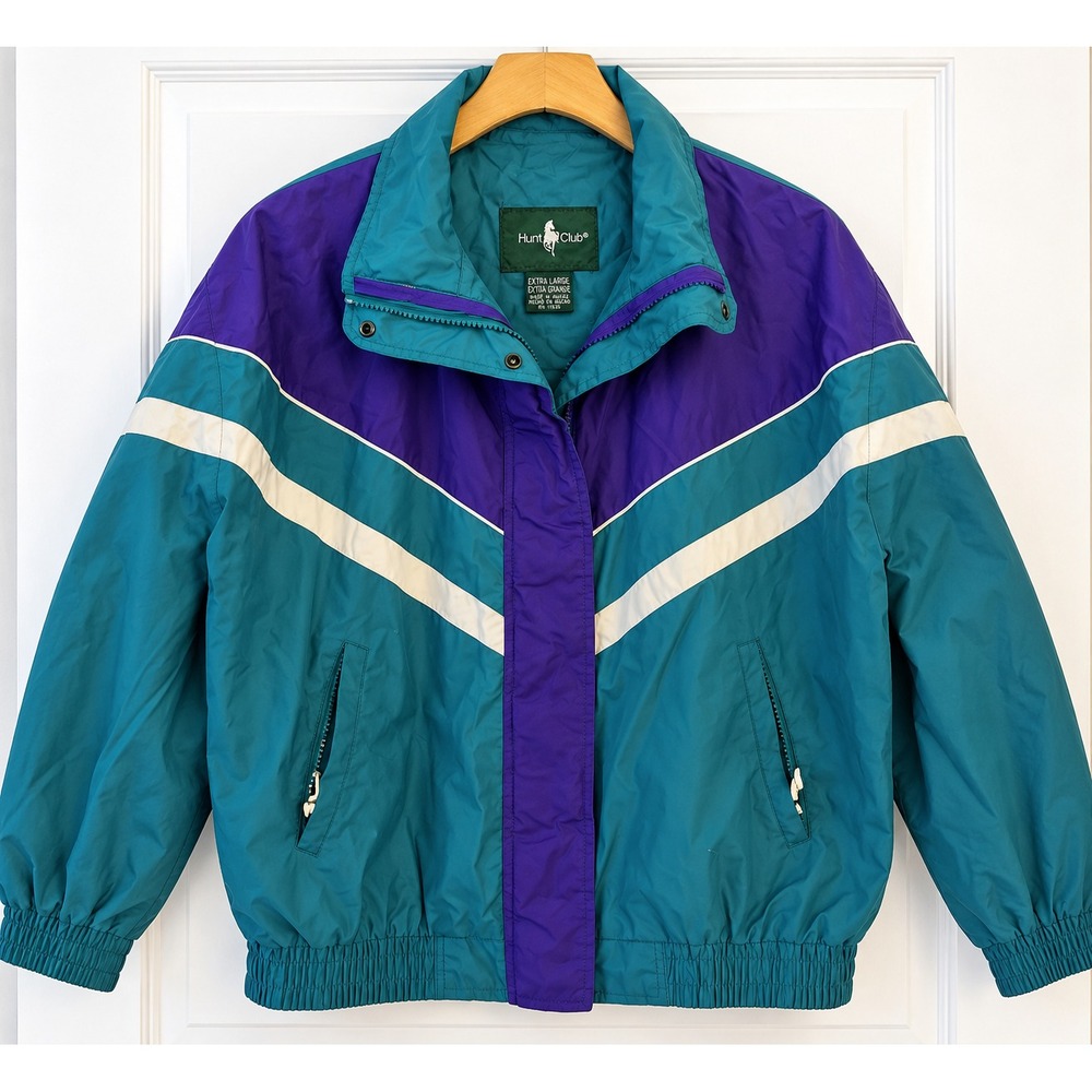 HUNT CLUB Sz XL Windbreaker Track Jacket VTG 80s 90s Y2K Retro Dadcore Gorpcore